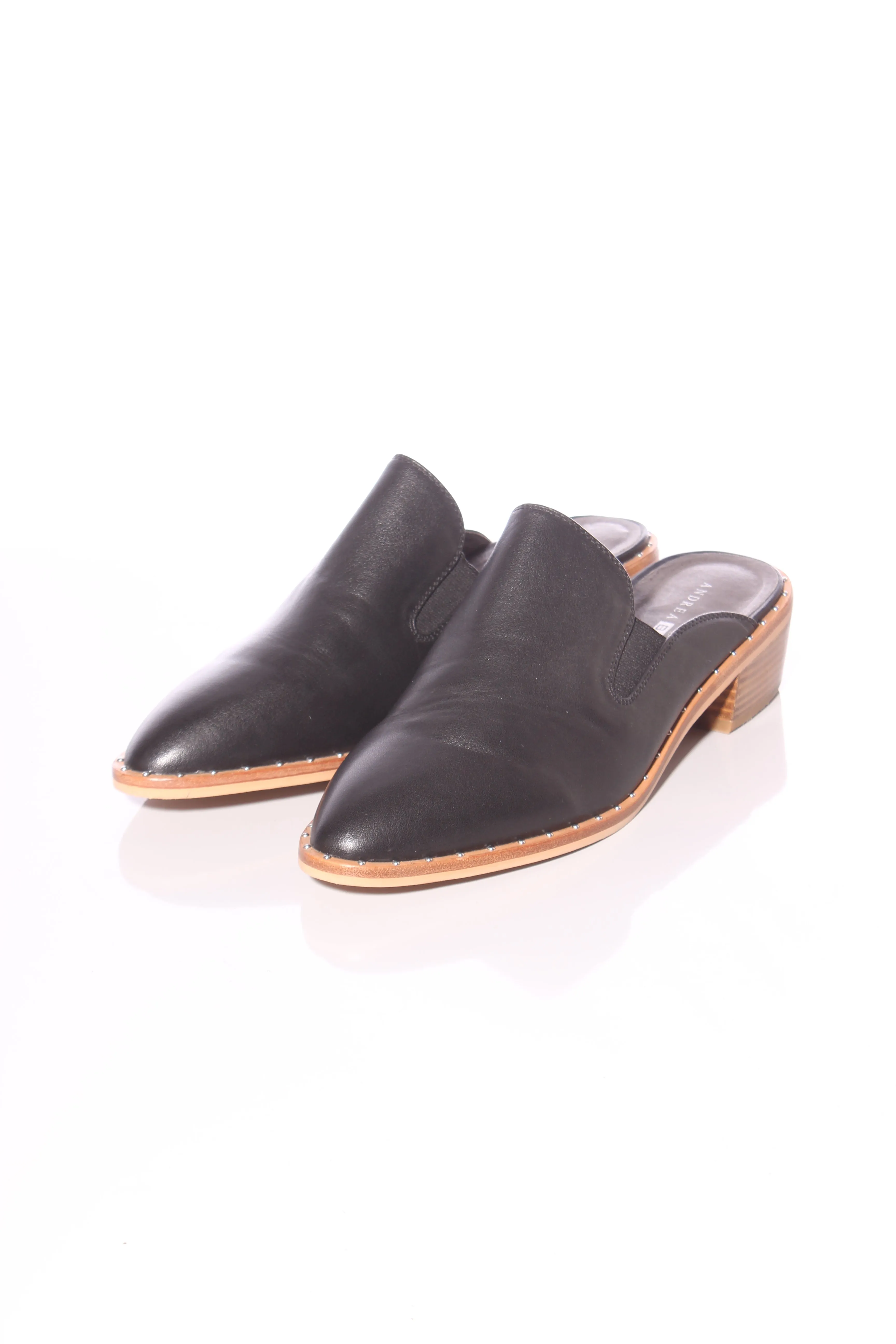 ANDREA BIANI "Yves" leather studded mules! 41