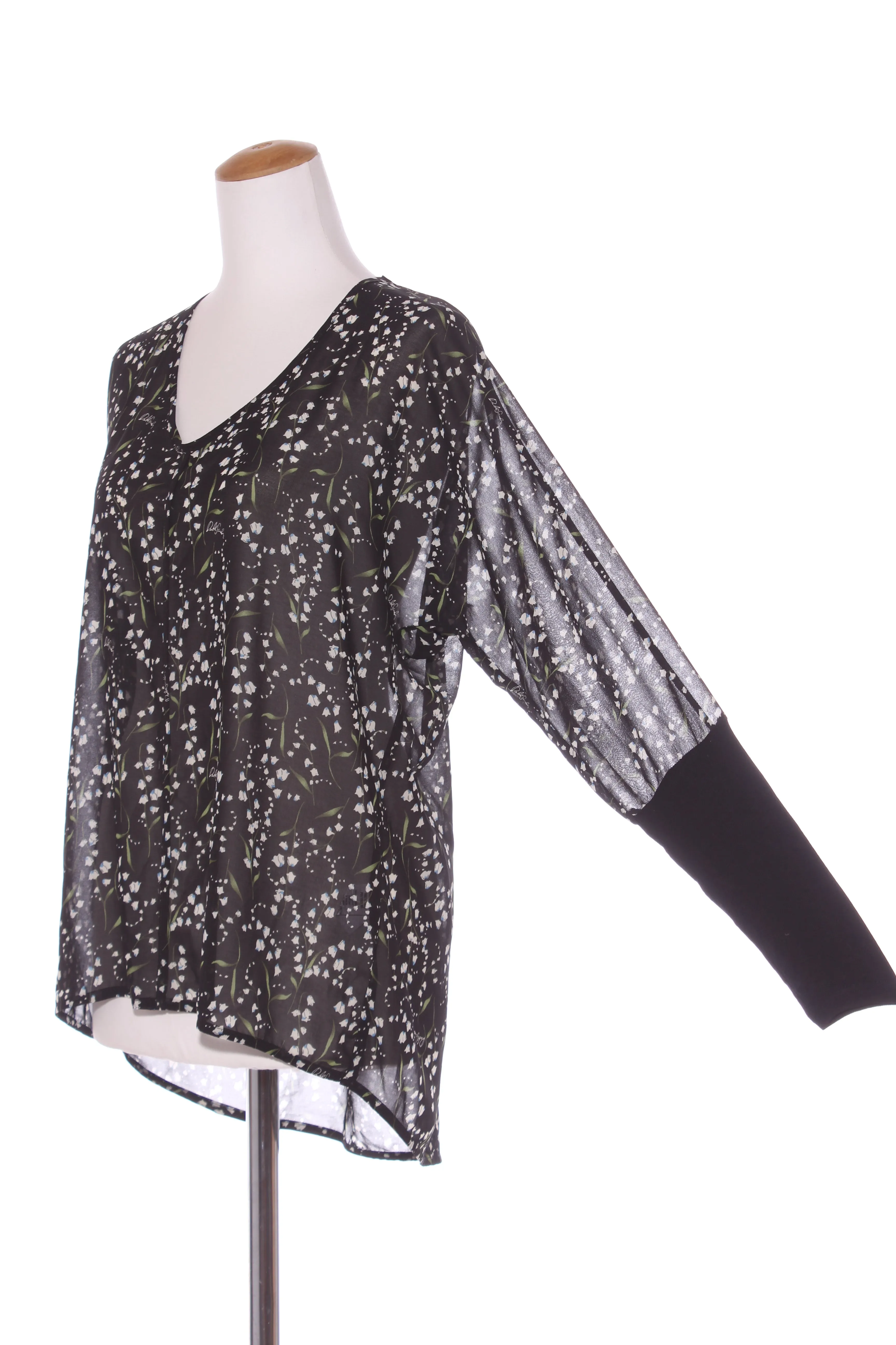 BETTIE MONROE (NZ) Bluebell print knit cuff blouse! 10-12