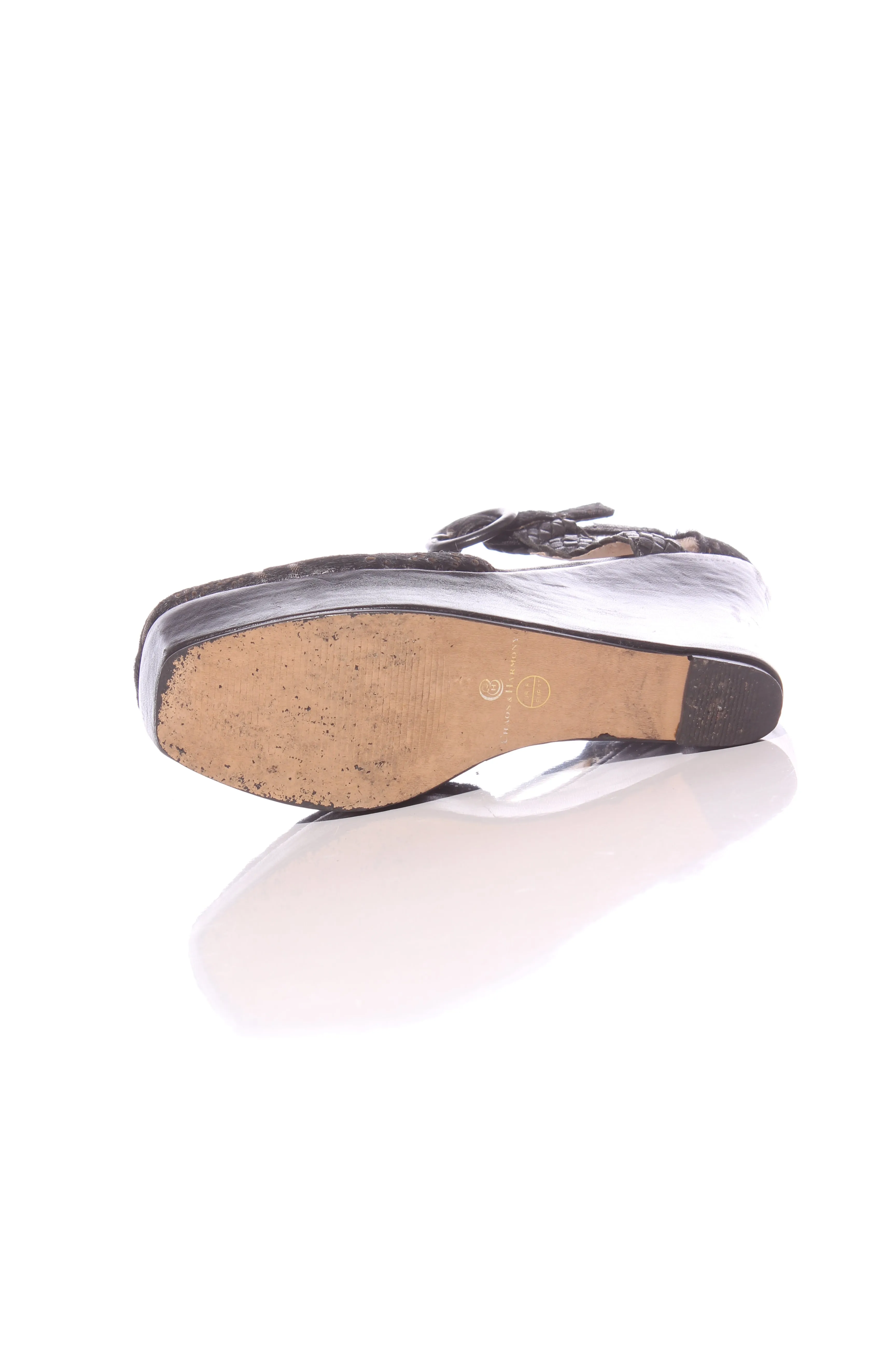 CHAOS & HARMONY - Patterned fur leather wedges! 37