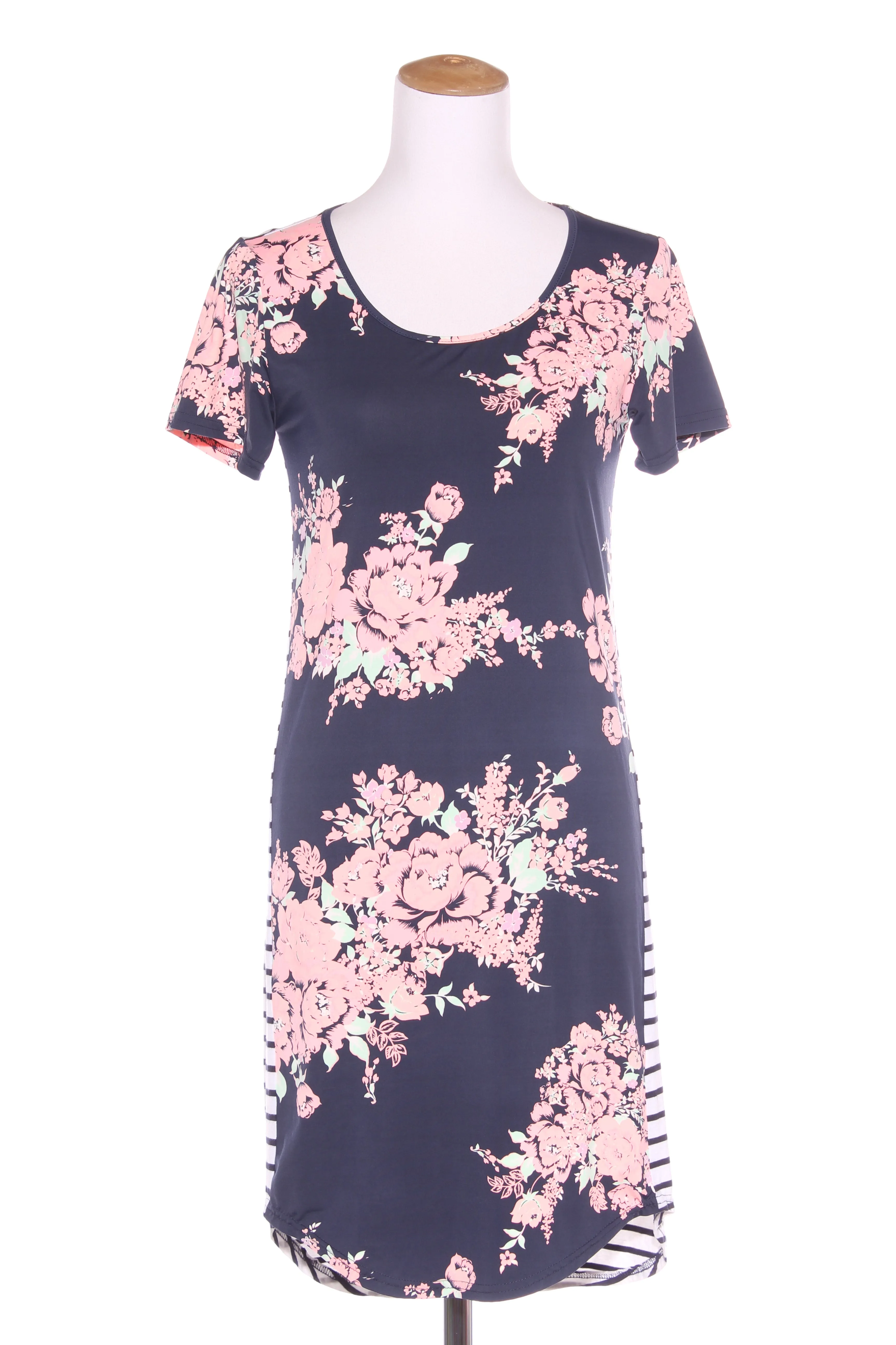 CHARLO "Dash" navy floral   stripe dress! 6