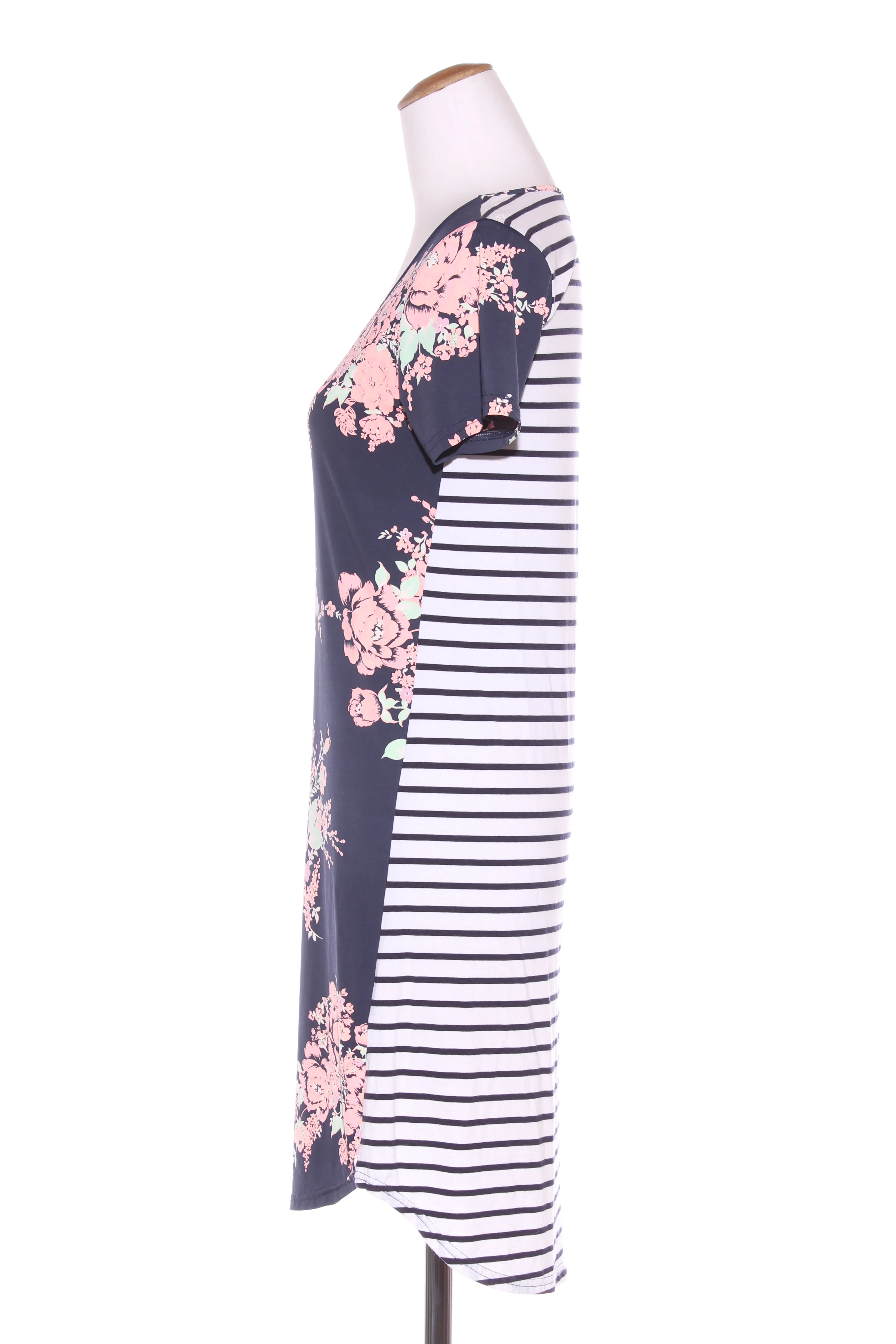 CHARLO "Dash" navy floral   stripe dress! 6