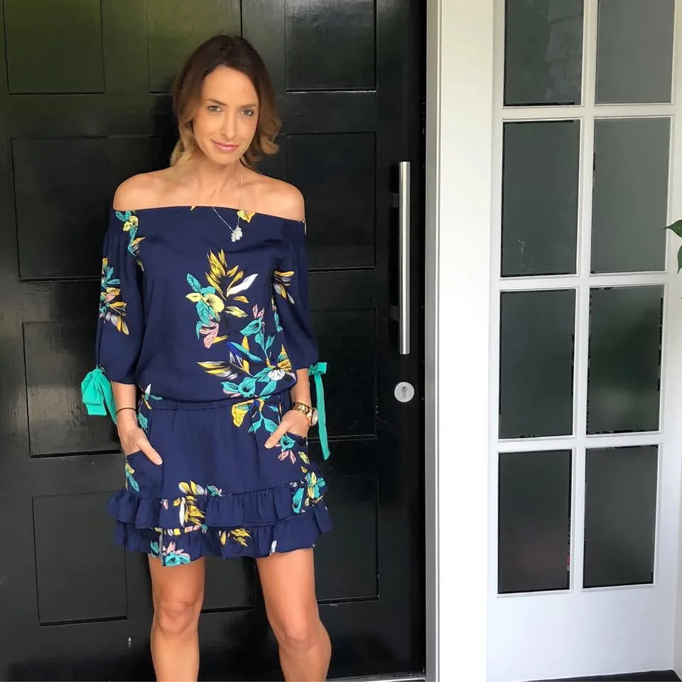 CHARLO - Reece skirt - Navy tropic print! 14