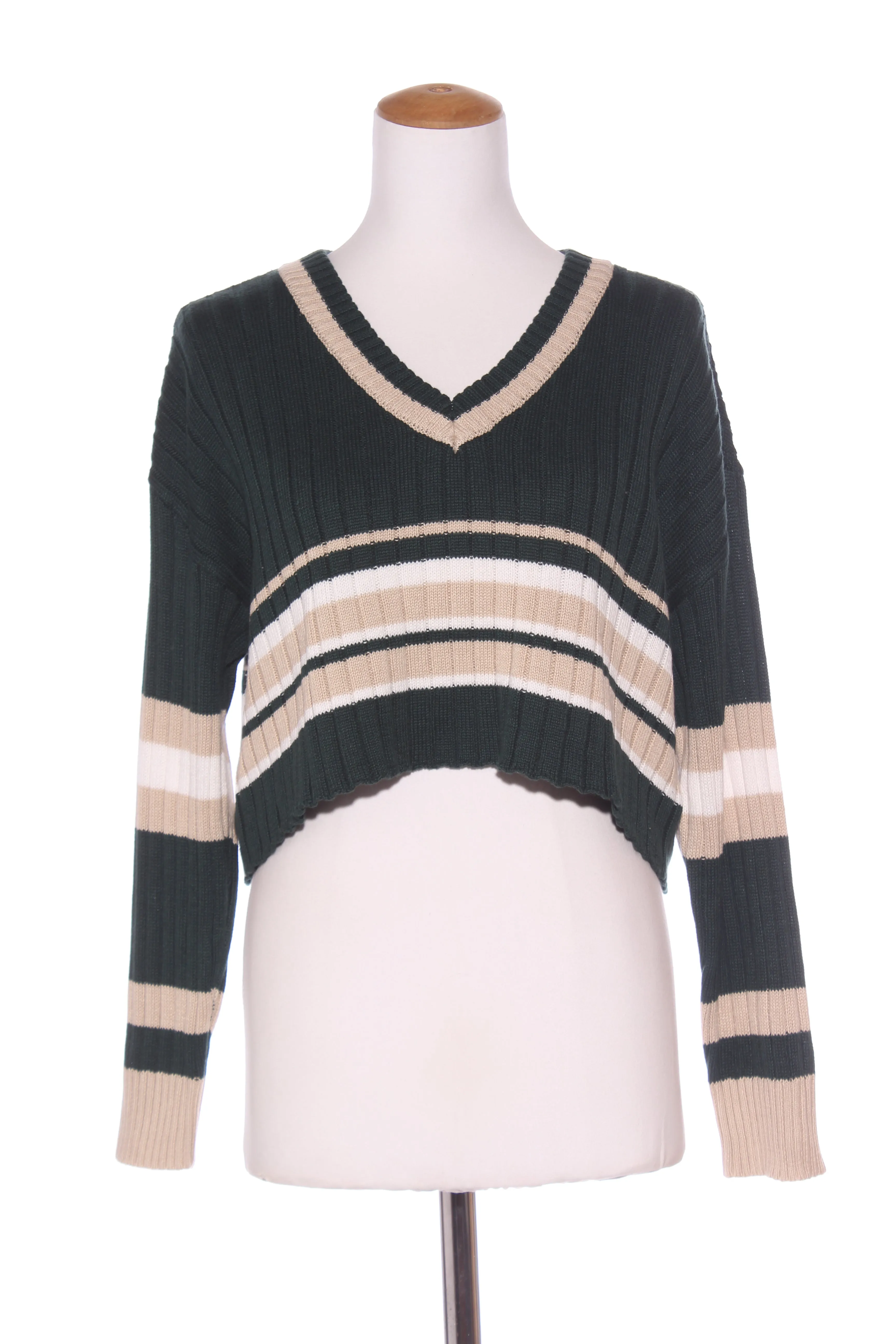 GLASSONS - Organic cotton forest green crop knit! 10-14