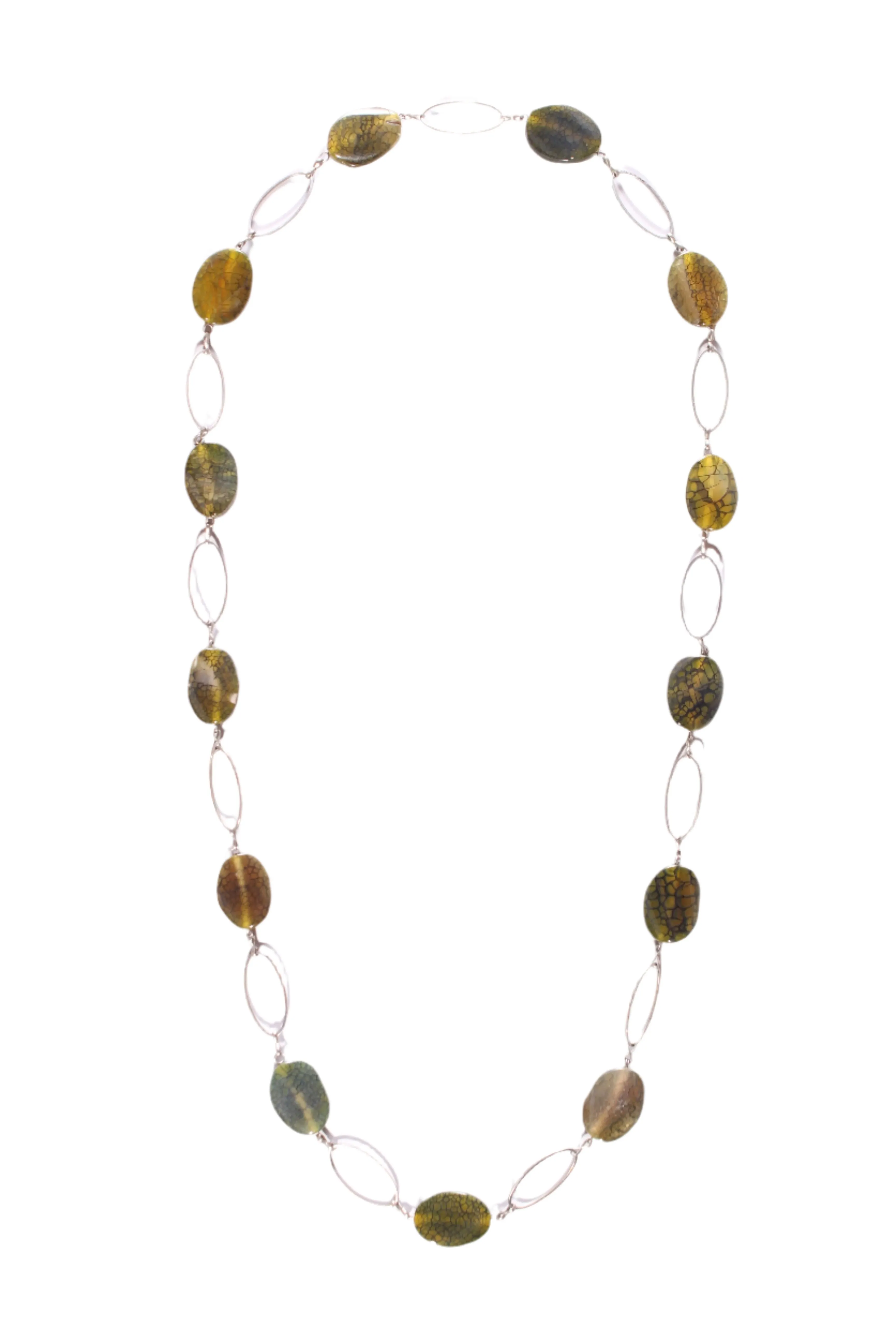 Green tone resin   metal loop necklace!