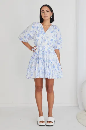 IVY   JACK - Venetia Blue Floral tiered Mini Dress! 10