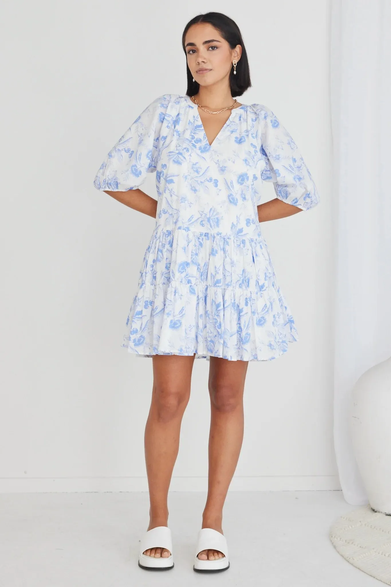 IVY   JACK - Venetia Blue Floral tiered Mini Dress! 10