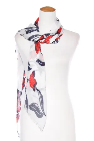 JACQUI.E - Navy   red floral scarf!
