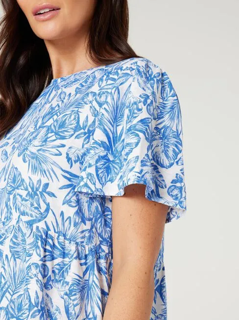 JEANSWEST - Blue botanical print linen mix dress! 10