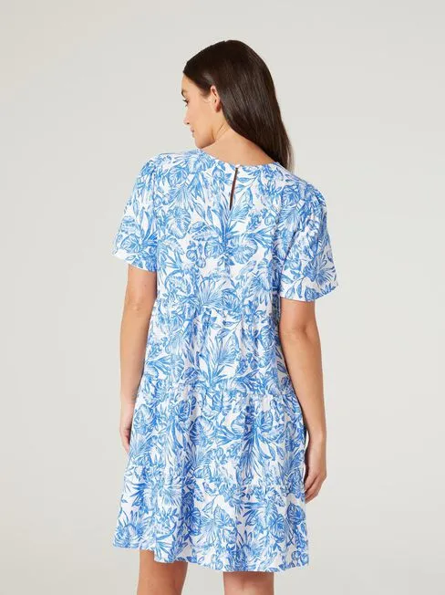 JEANSWEST - Blue botanical print linen mix dress! 10