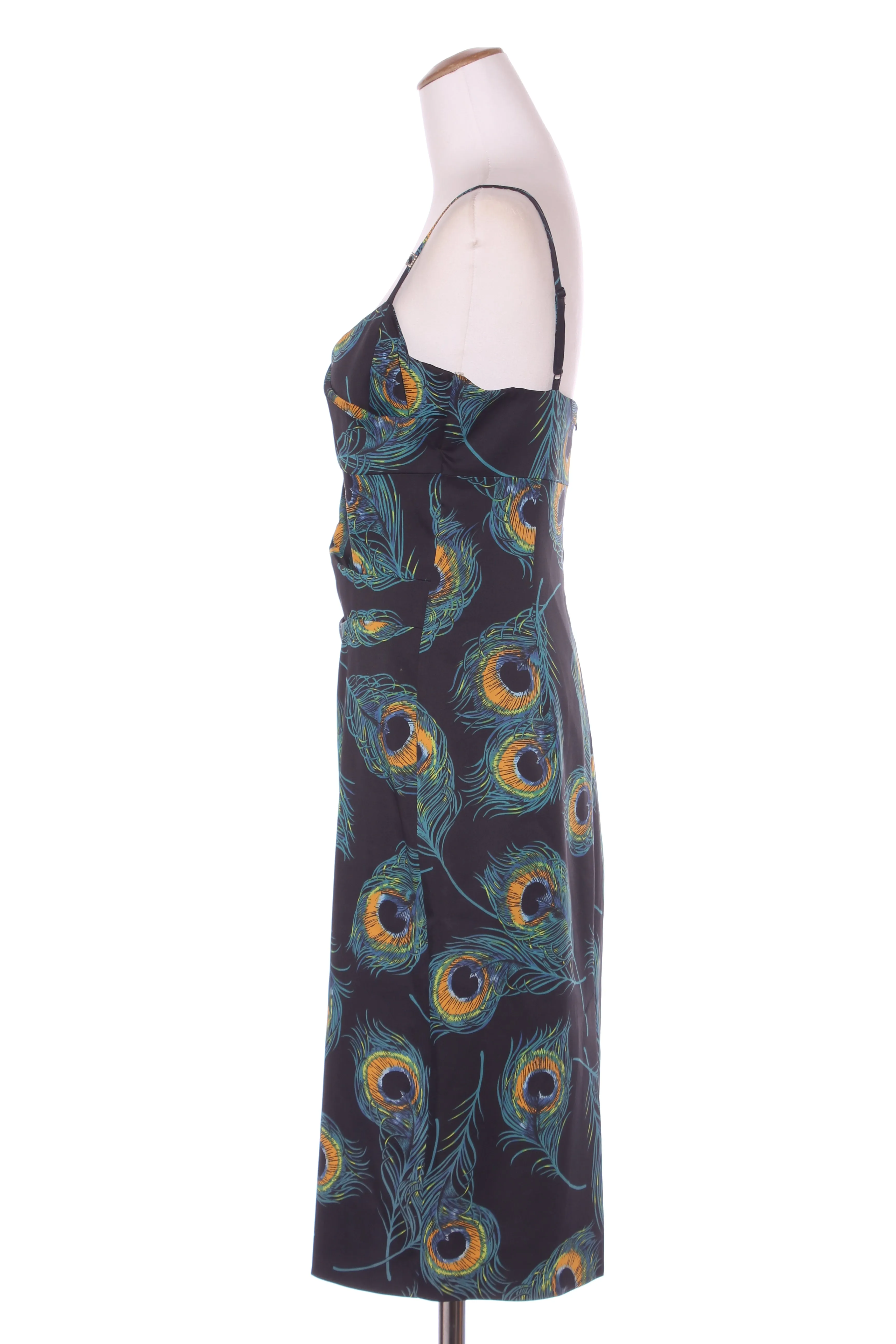 KAREN MILLEN - Peacock print cocktail dress! 14