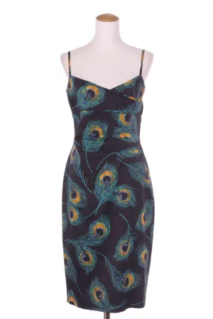 KAREN MILLEN - Peacock print cocktail dress! 14