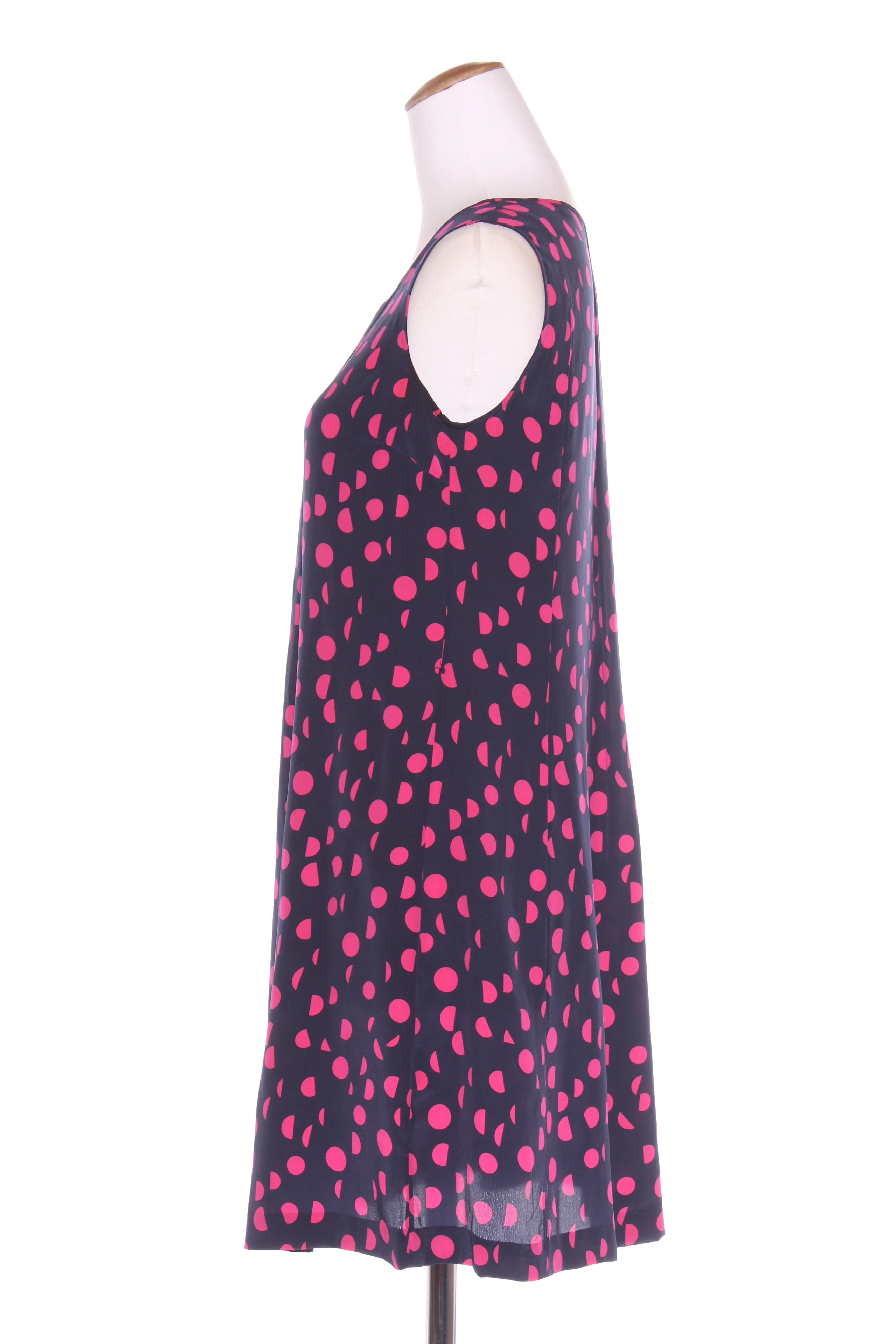 MARKS - Navy   pink pleated yoke silk dress! 8