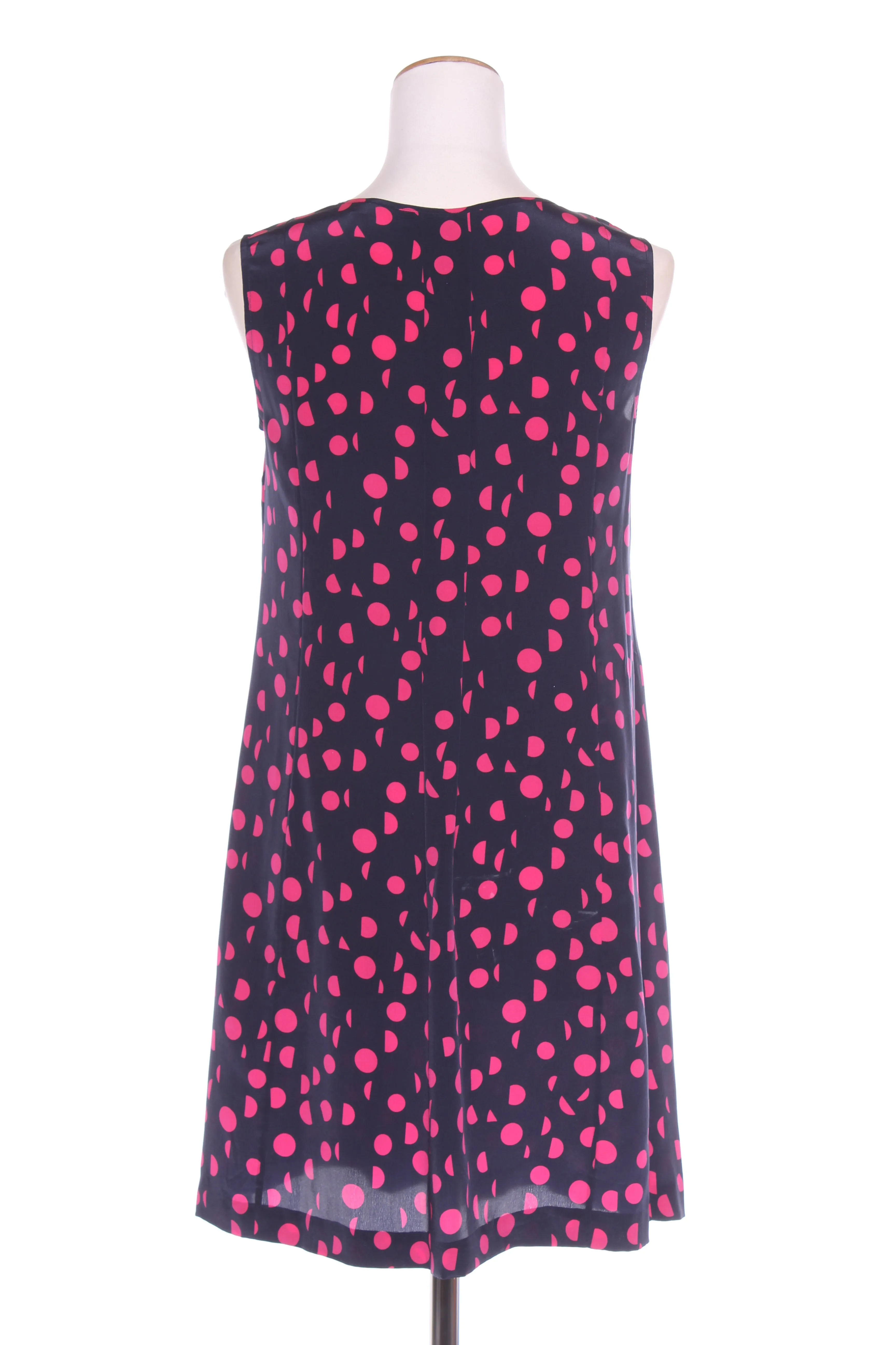 MARKS - Navy   pink pleated yoke silk dress! 8