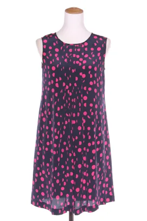 MARKS - Navy   pink pleated yoke silk dress! 8