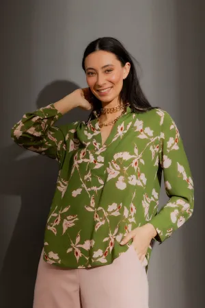 MOTTO - Green floral Brit blogger shirt! 12