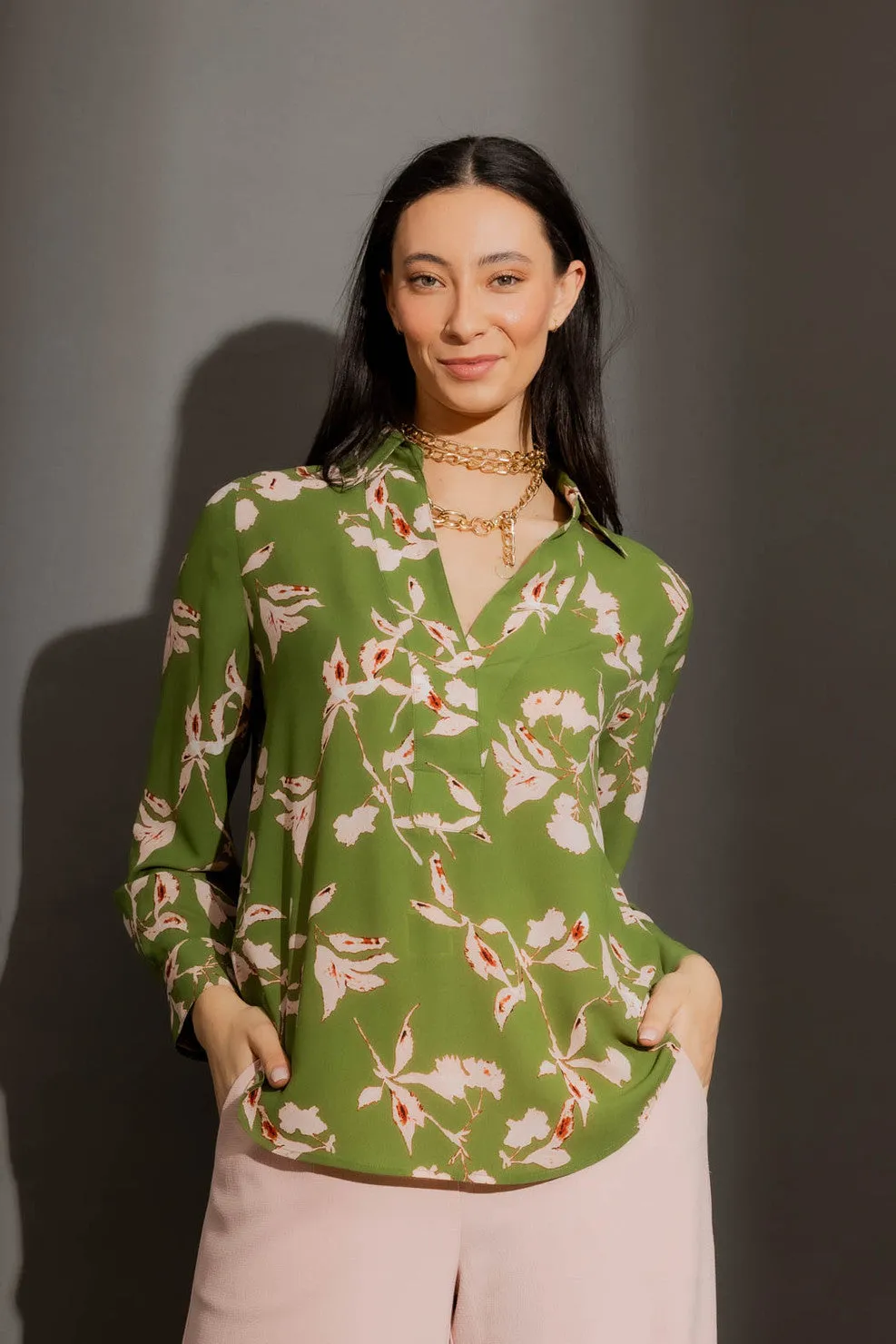 MOTTO - Green floral Brit blogger shirt! 12