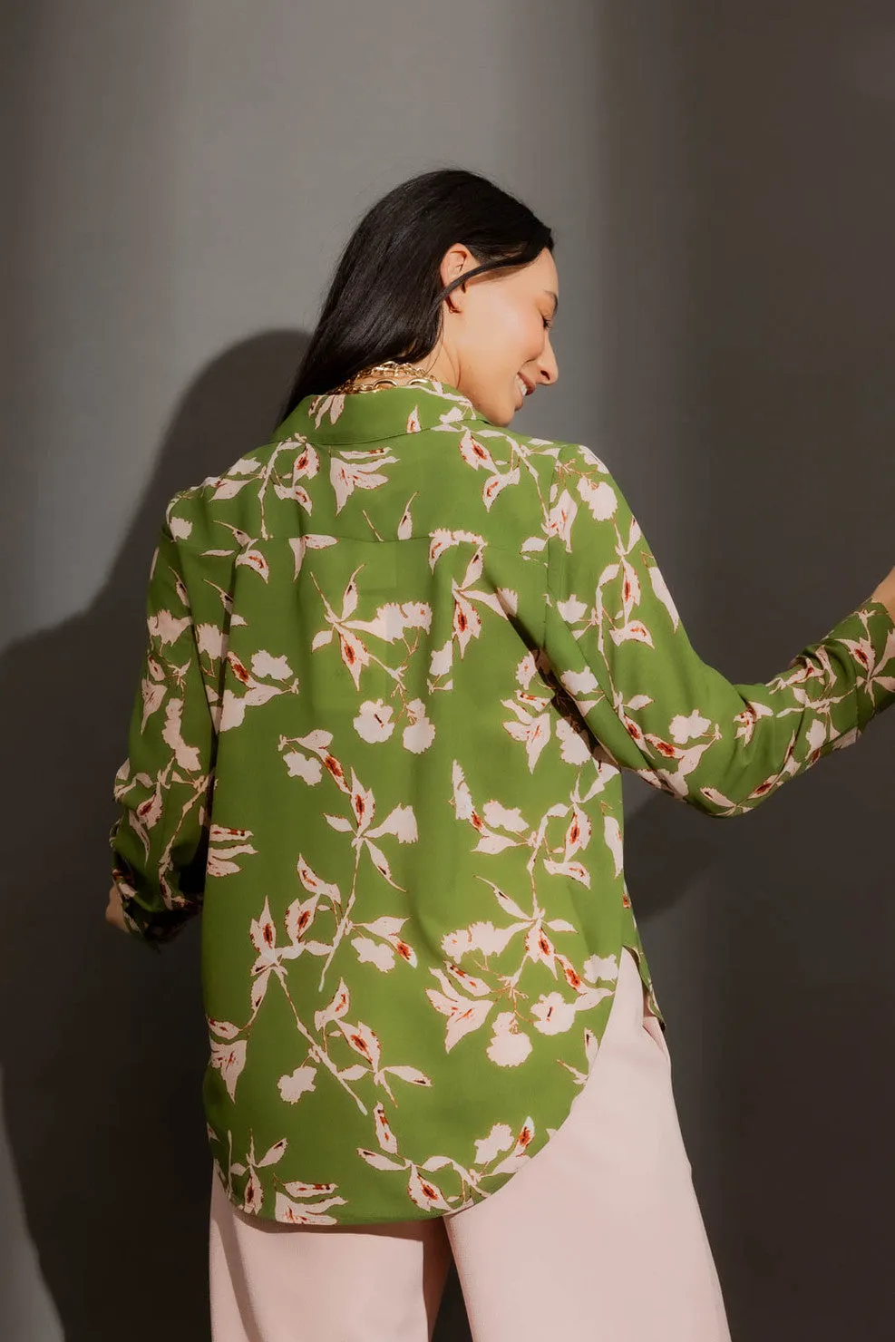 MOTTO - Green floral Brit blogger shirt! 12