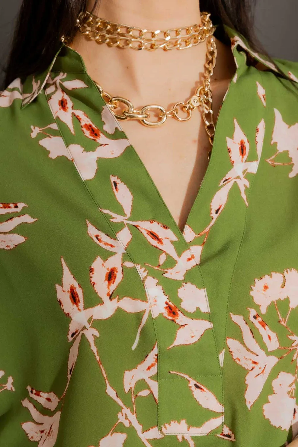 MOTTO - Green floral Brit blogger shirt! 12