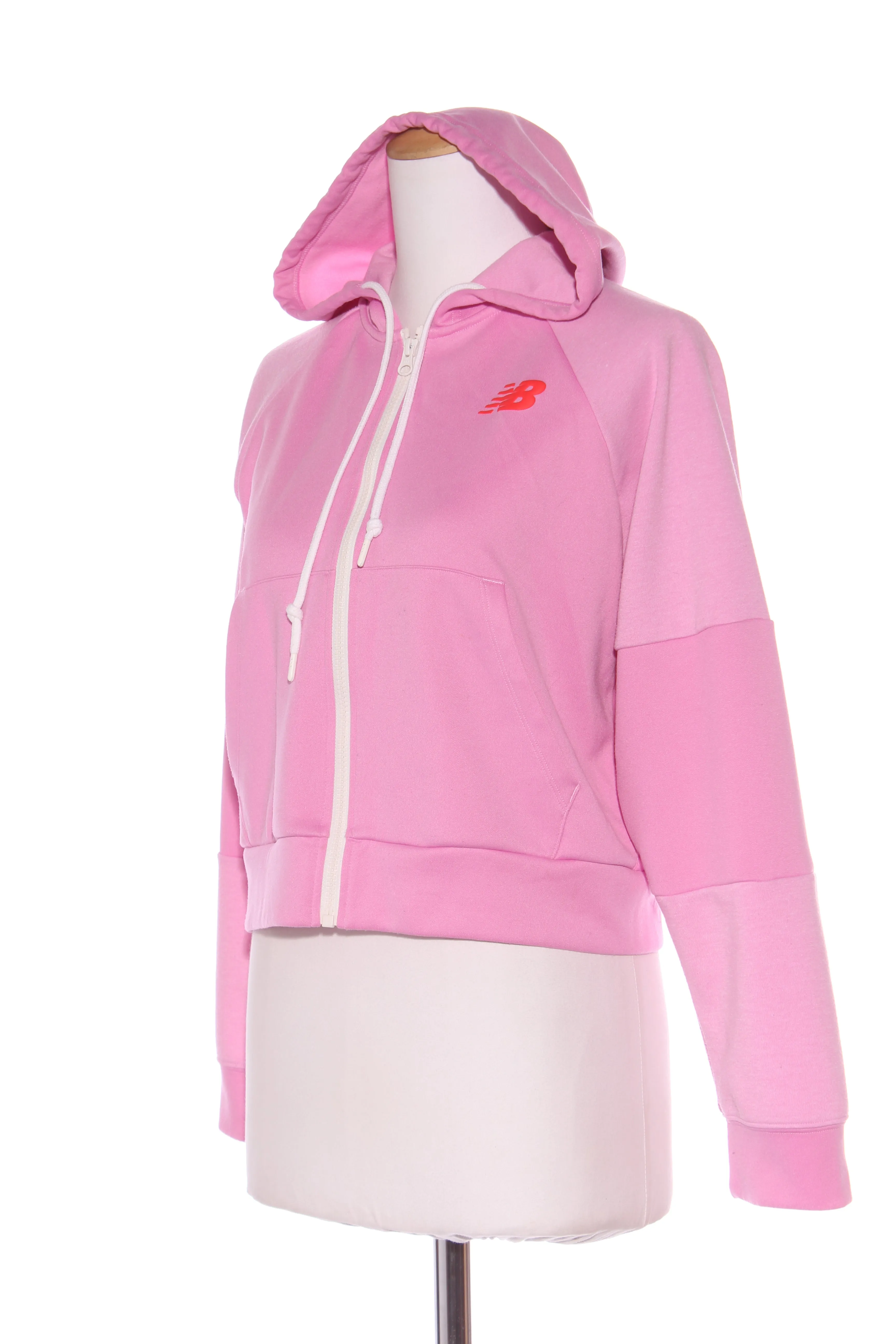 NEW BALANCE - Pink   red zip front crop hoodie! 10-12