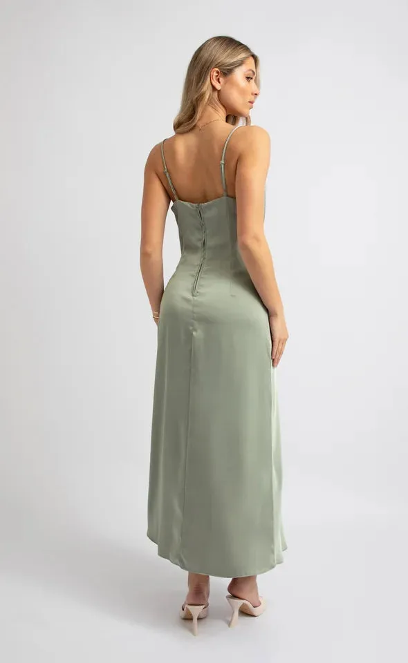 PAGANI (LN) Satin bias pleat gown - Rose! 6