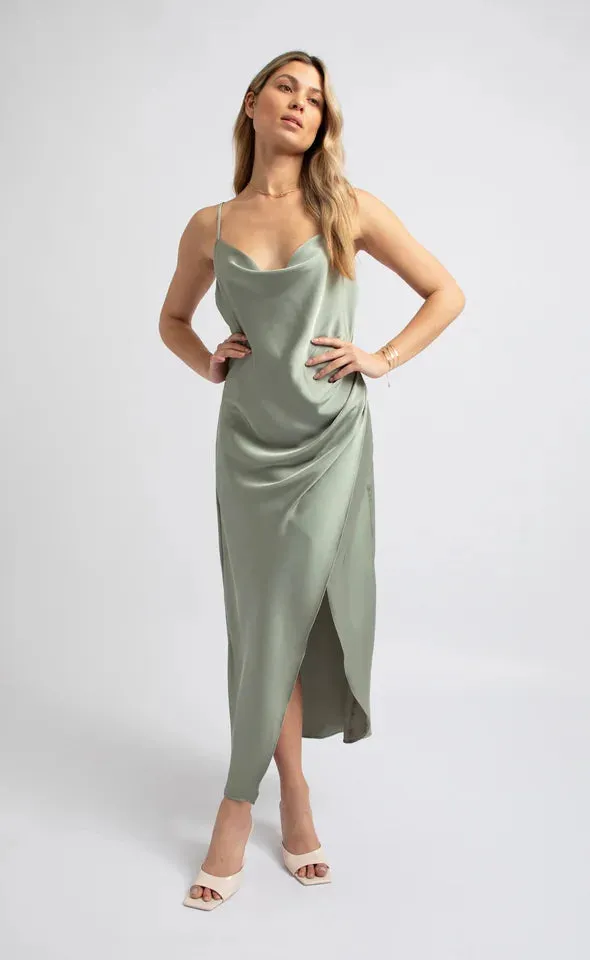 PAGANI (LN) Satin bias pleat gown - Rose! 6