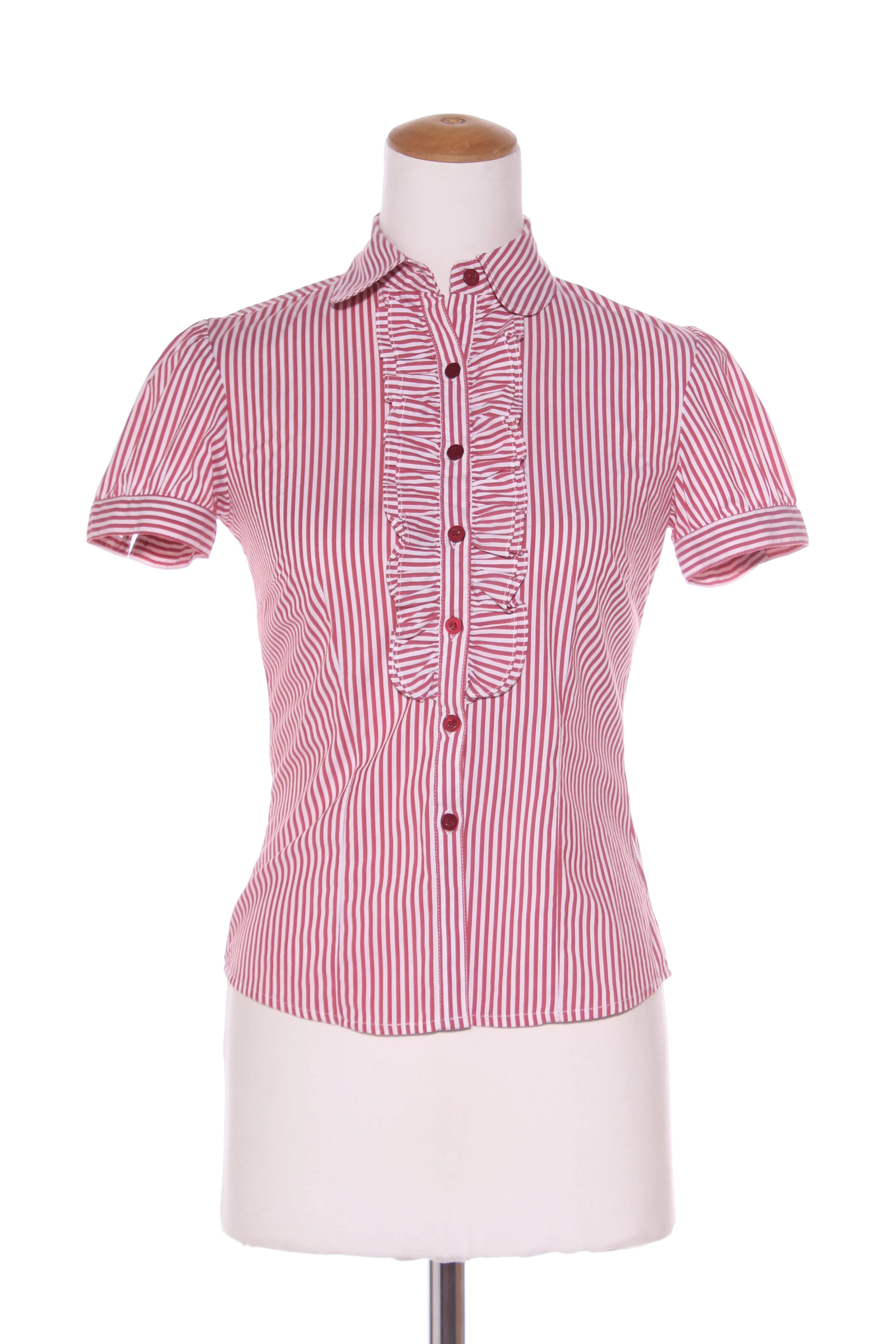 PORTMANS - Red stripe ruffle front s/s shirt! 6