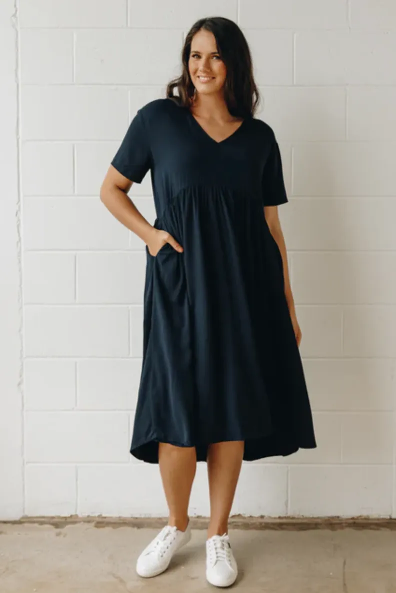 PQ "Wander" dress - Navy Rayon! 12-14