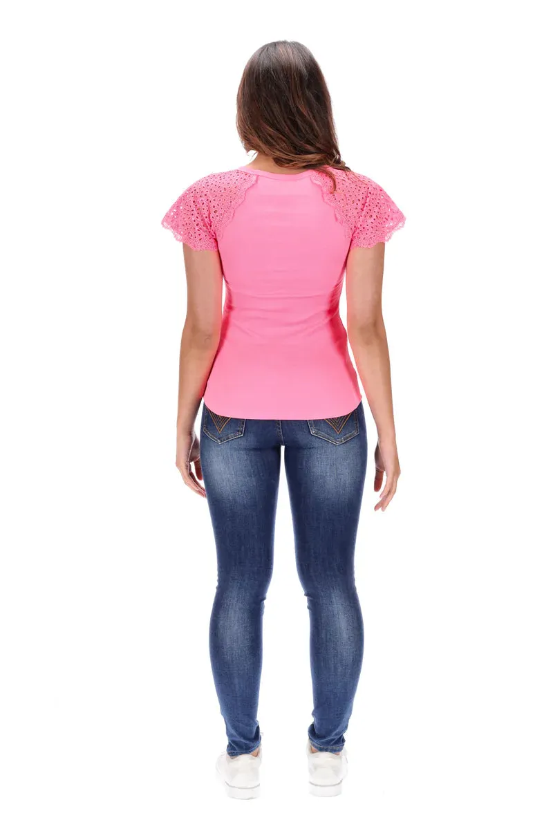 PRETTY BASIC By Augustine (LN) "Reece" top - Neon pink! 14