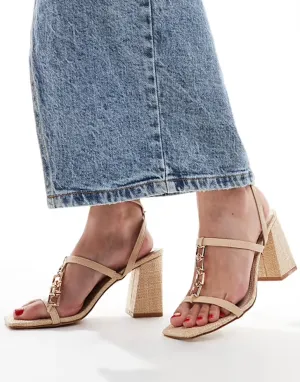 RAID (BN) "Blink block heeled" raffia sandals! 9