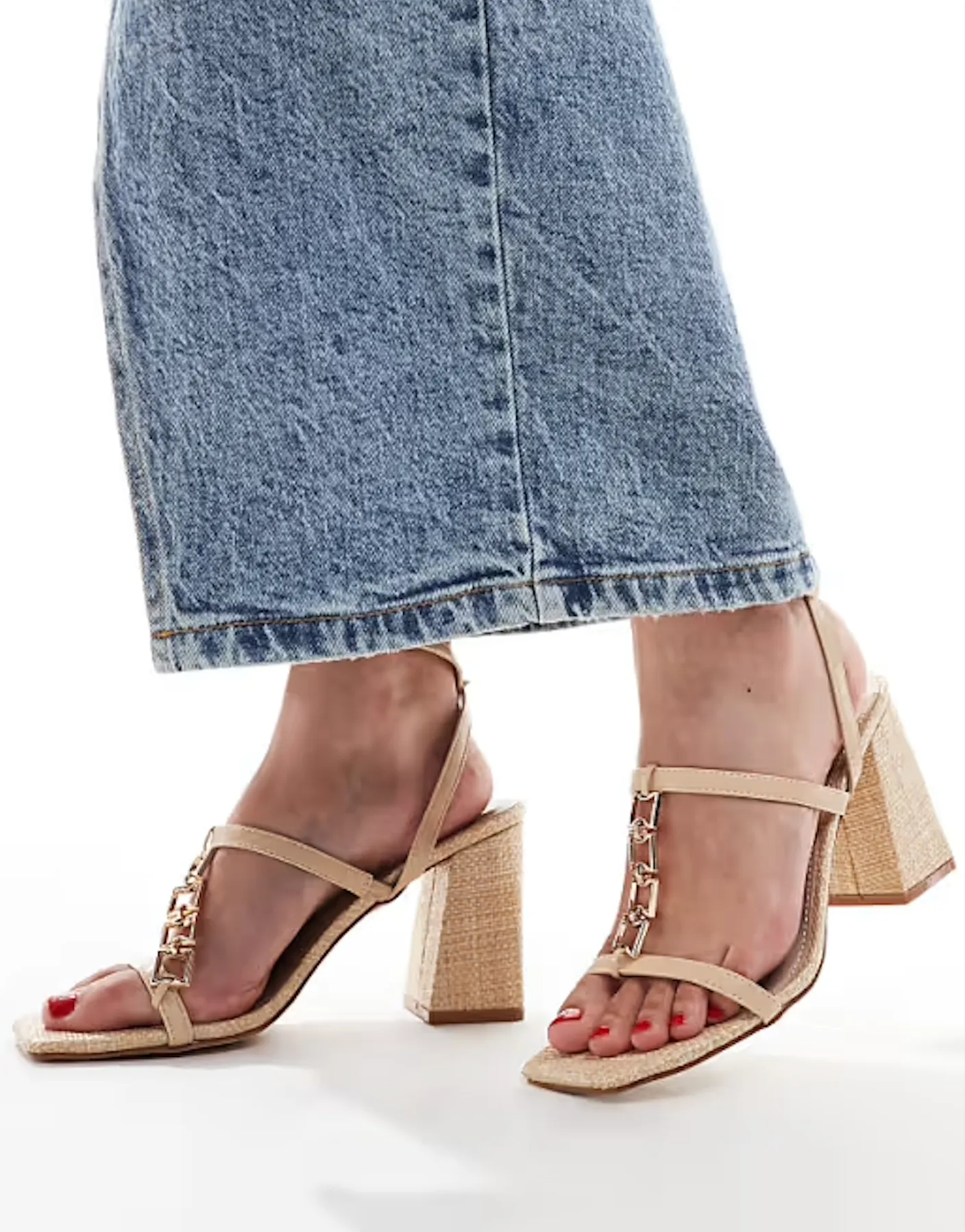 RAID (BN) "Blink block heeled" raffia sandals! 9