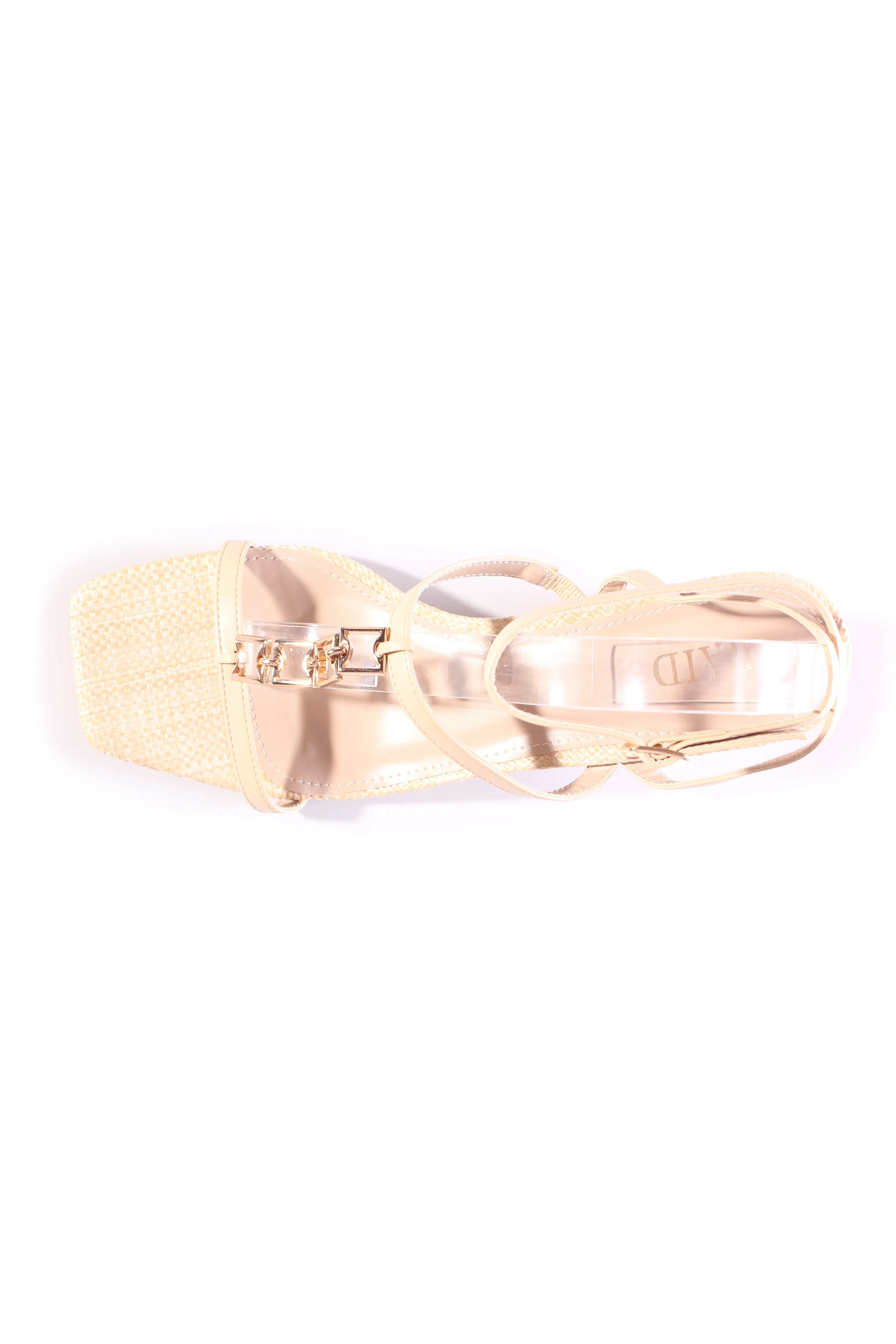 RAID (BN) "Blink block heeled" raffia sandals! 9