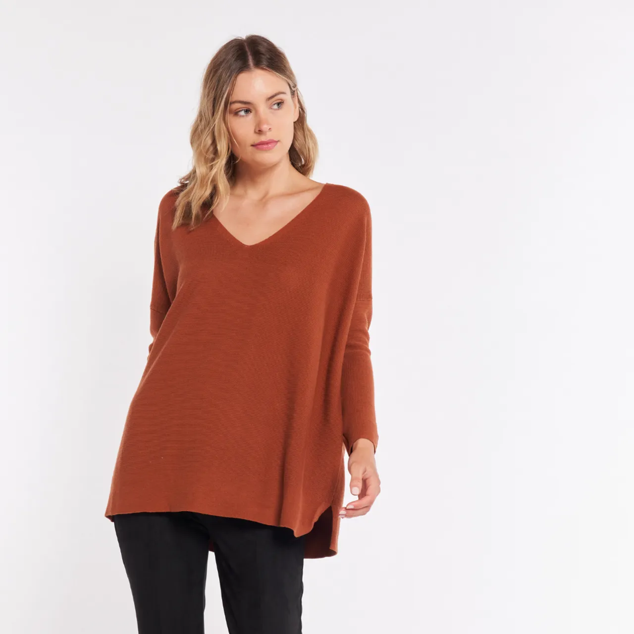 SASS - Reversible cotton batwing knit - Nutmeg! 16