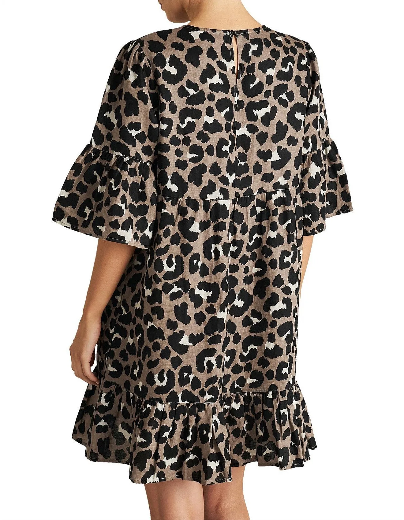 SEED - Animal linen blend ruffle dress! 8-12