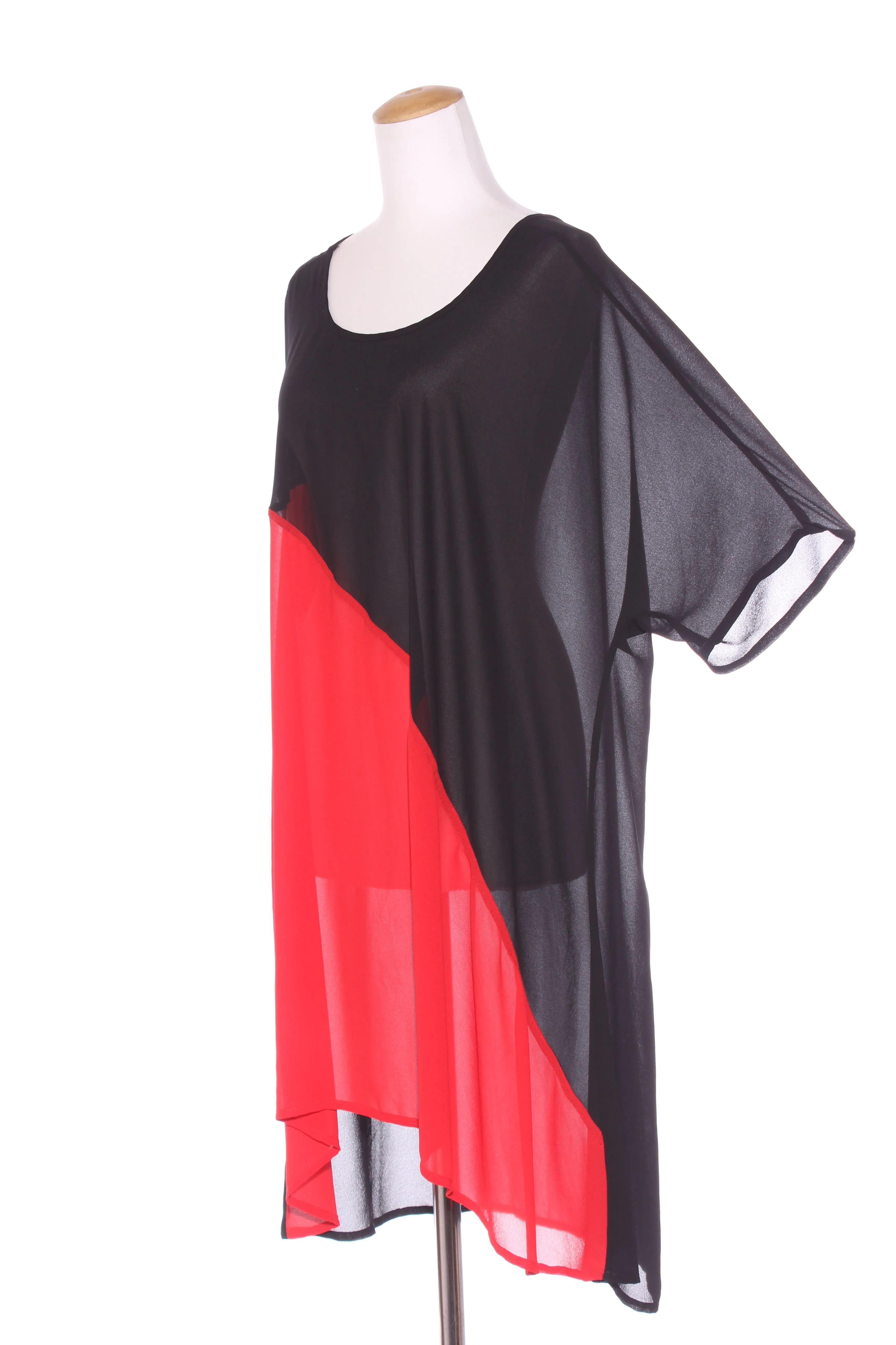TCD (NZ) Black   red chiffon tunic dress! 22