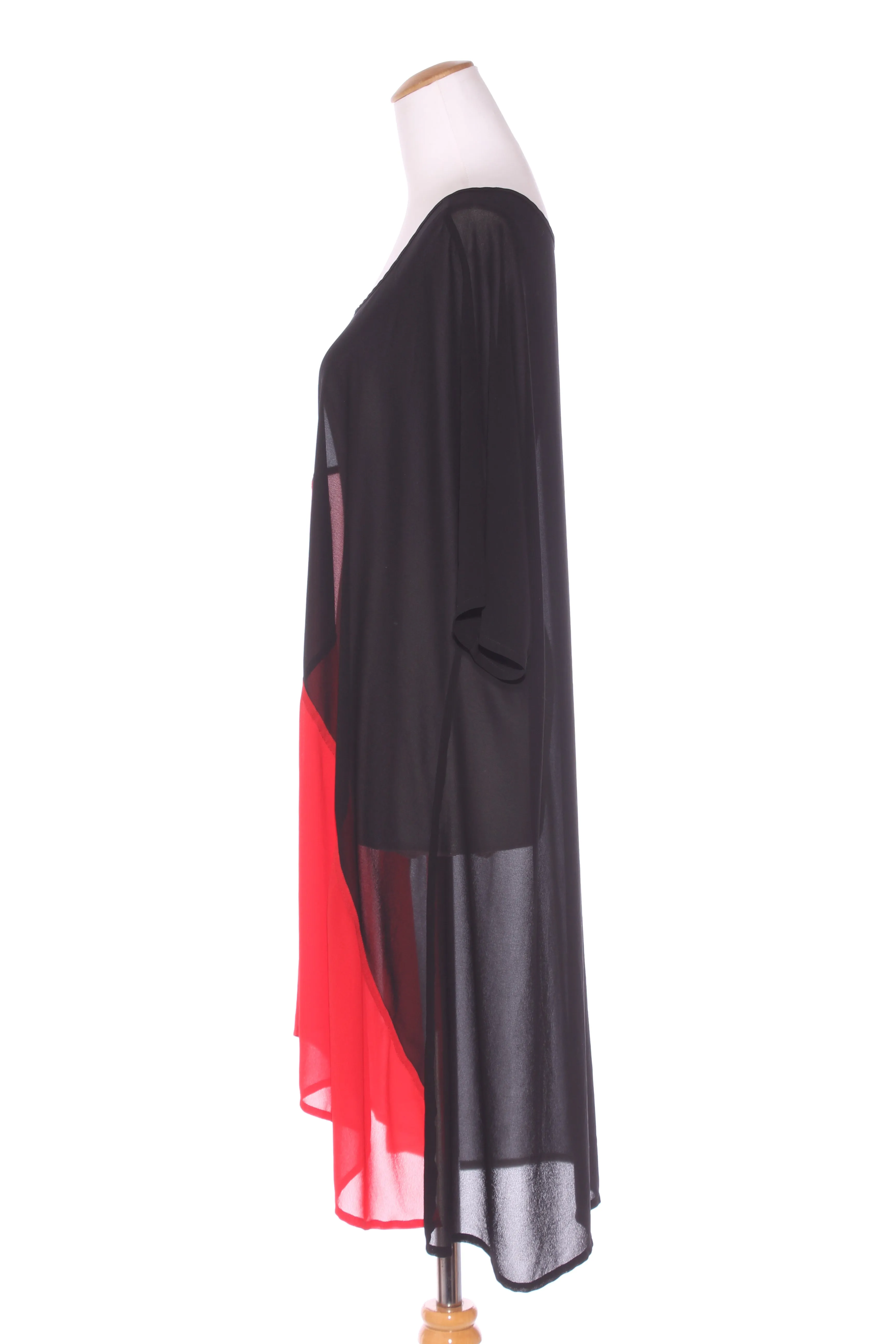 TCD (NZ) Black   red chiffon tunic dress! 22