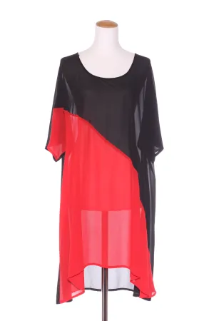 TCD (NZ) Black   red chiffon tunic dress! 22