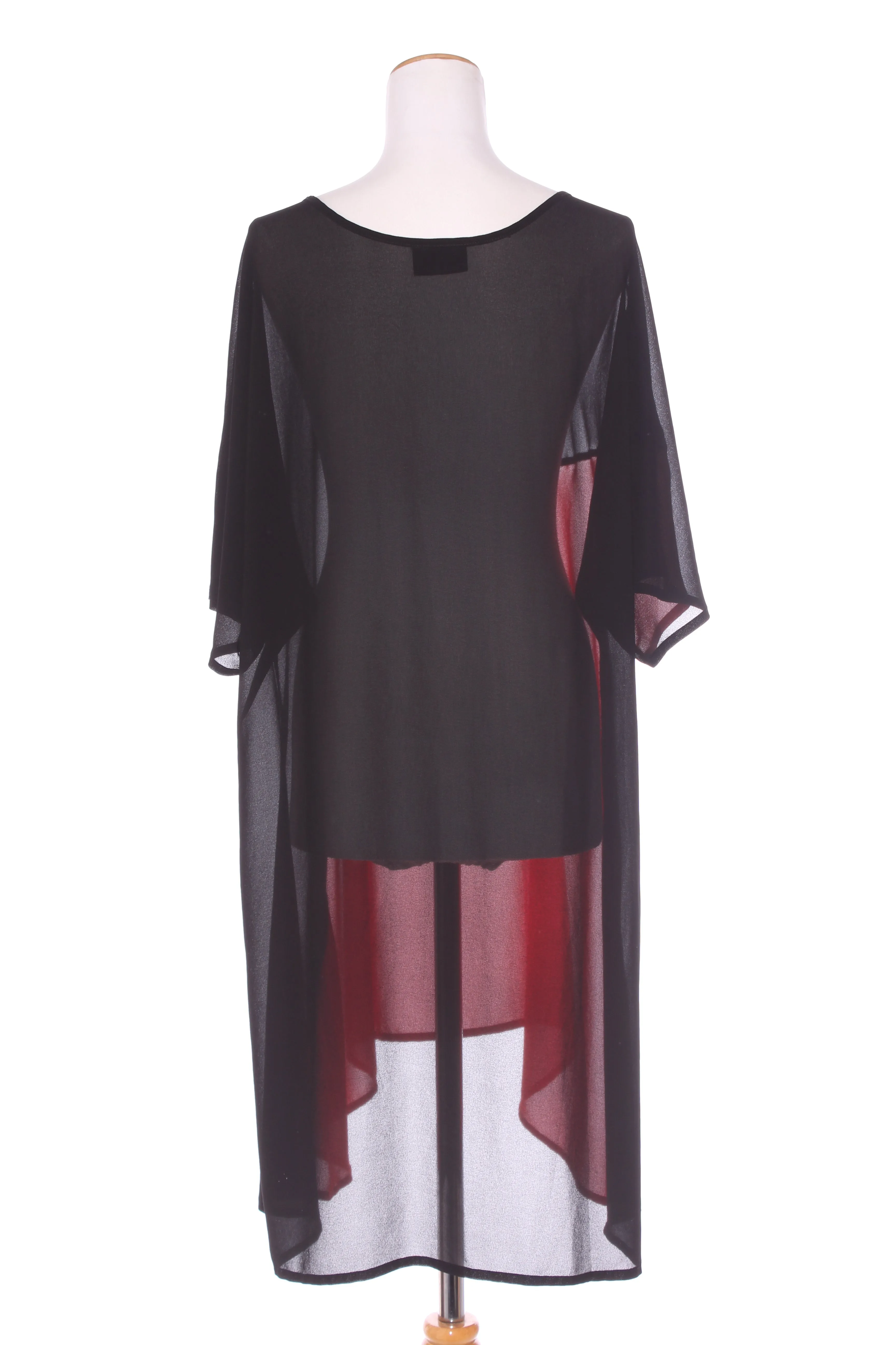 TCD (NZ) Black   red chiffon tunic dress! 22