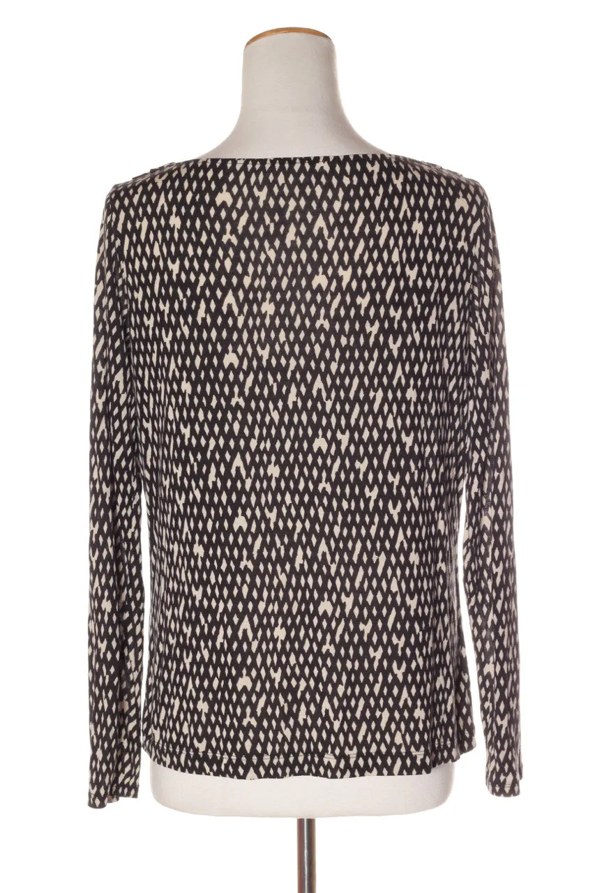 TRENERY - Black   cream print lyocell top! 10-12