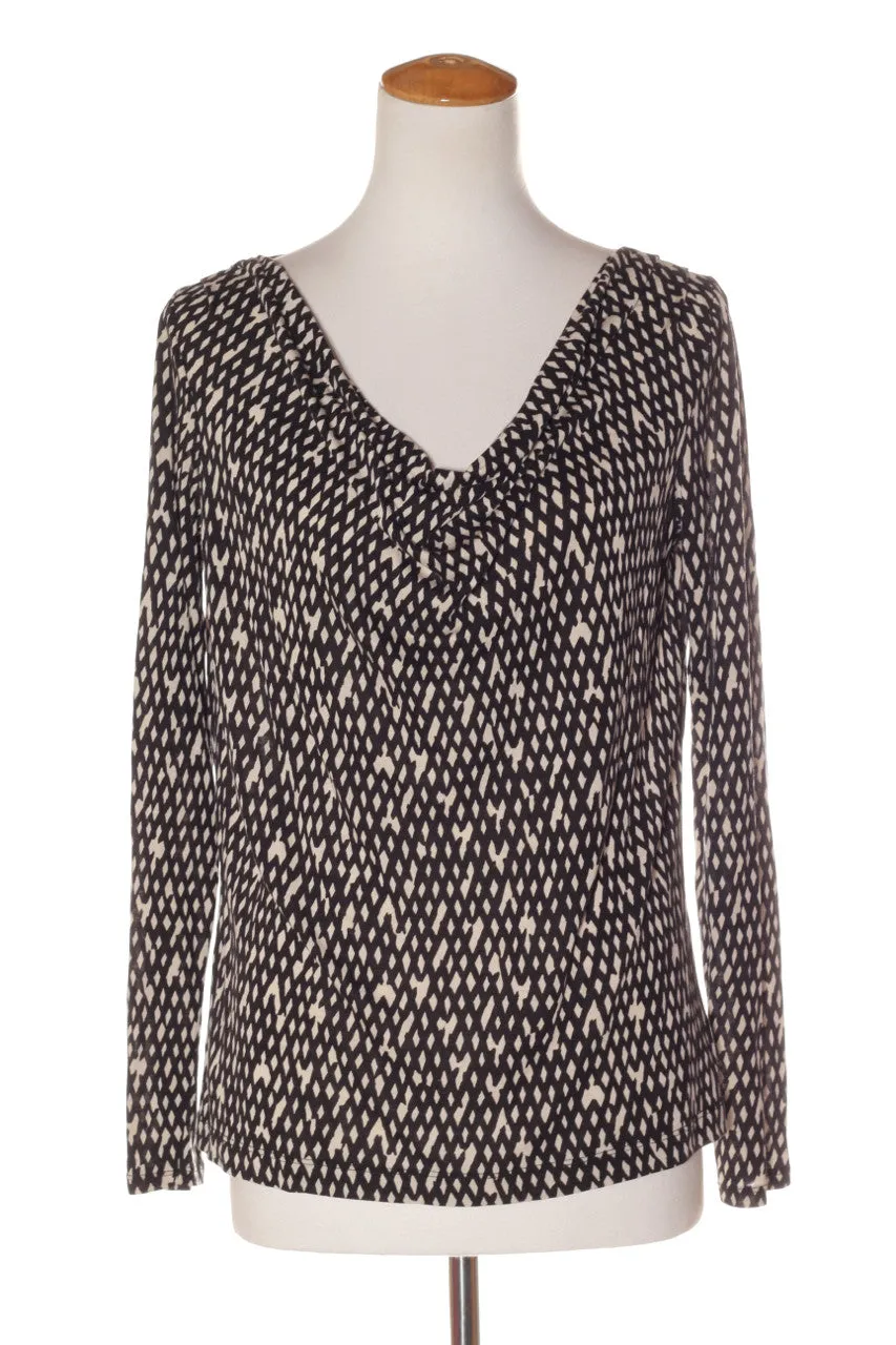 TRENERY - Black   cream print lyocell top! 10-12