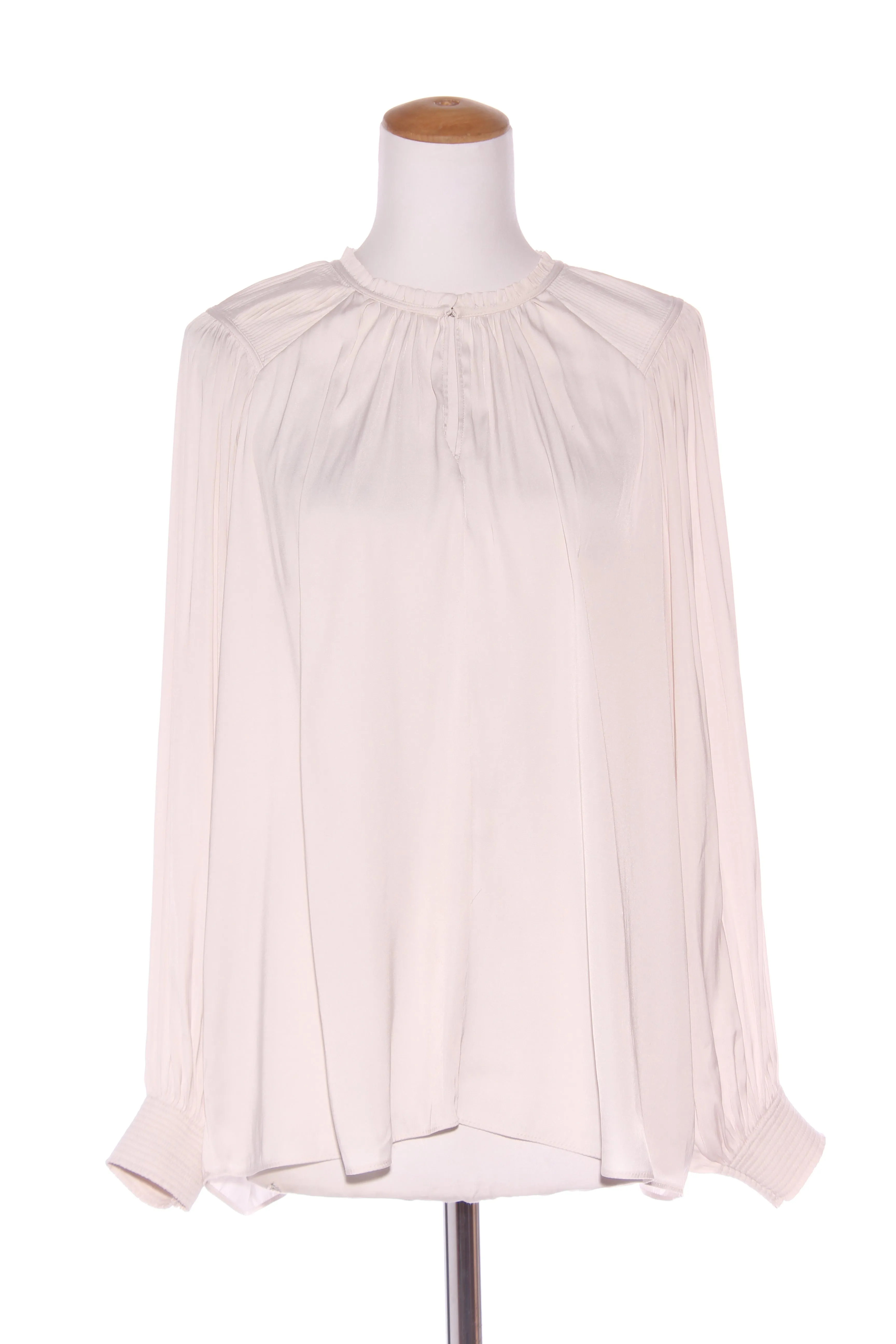 WITCHERY - Crushed satin blouson sleeve top - Oyster! 12
