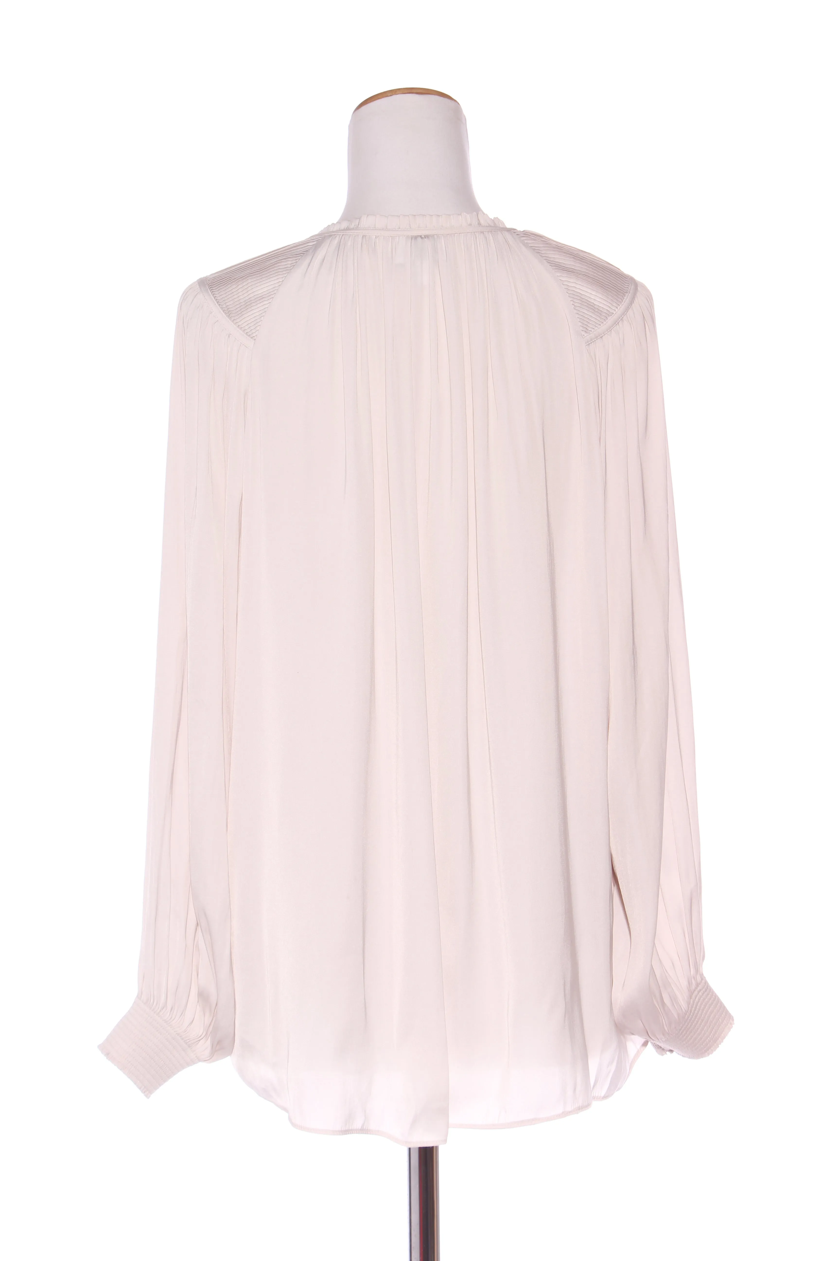 WITCHERY - Crushed satin blouson sleeve top - Oyster! 12