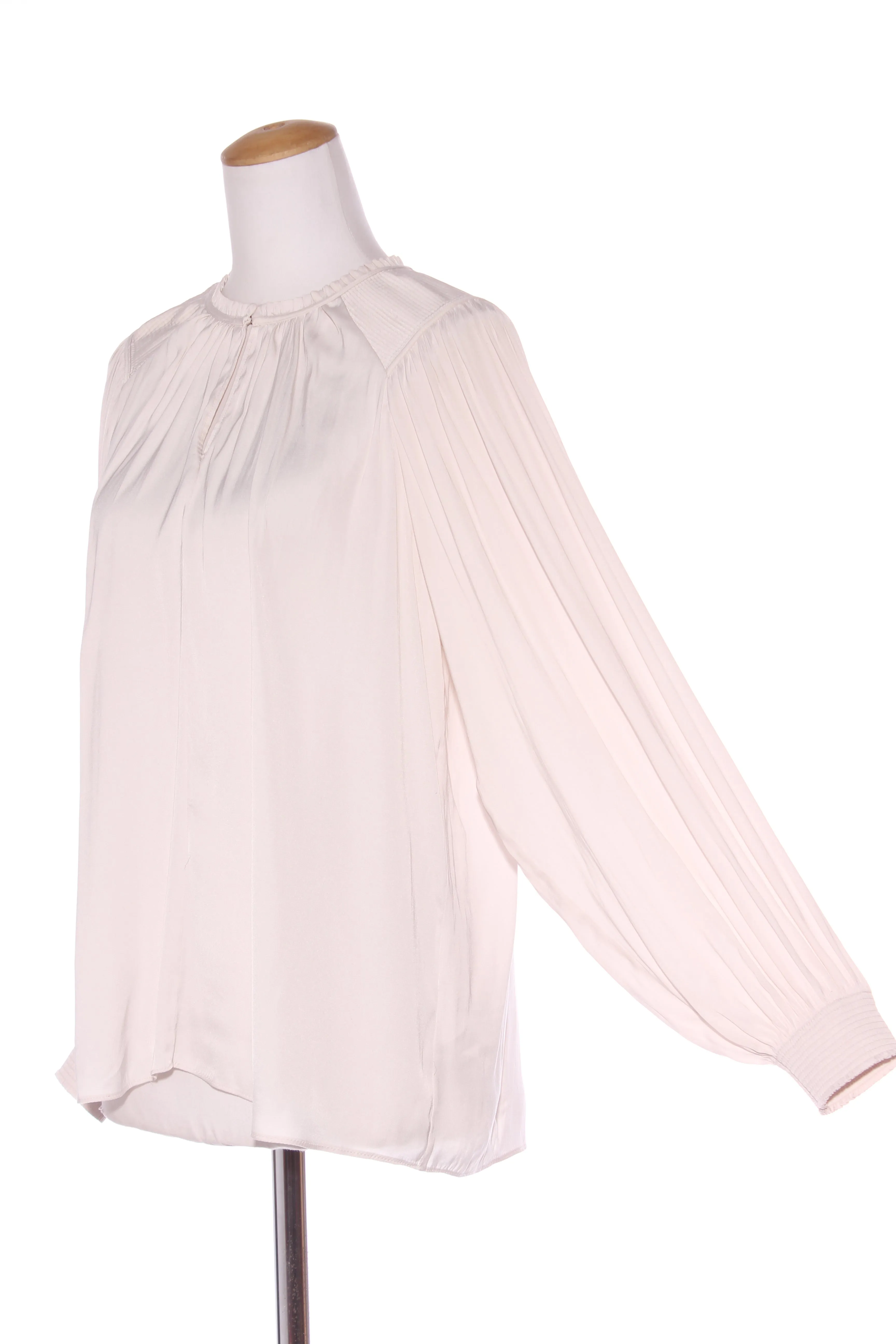 WITCHERY - Crushed satin blouson sleeve top - Oyster! 12